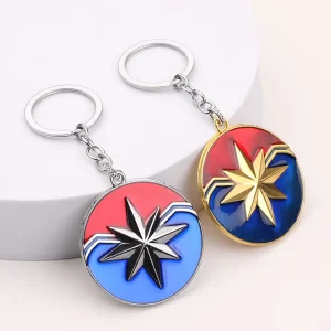 Superhero Star Emblem Keychain Metal Alloy Pendant Key Ring Fashion Bag Charm Accessory