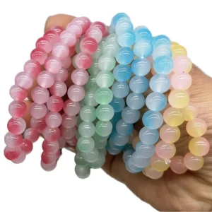 Supplier Fashion Accessories Womens Jewelry High Quality 10mm Geometric Raw Crystal Bead Bracelet for Women Gift