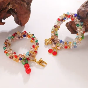 Supya European American Cross Border Forest Style Fresh Light Color Crystal Hair Tie Love Red Apple Pendant Hair Ring Hair Kids