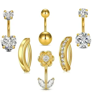 Surgical Grade Stainless Steel Navel Piercing Set Navel Ring Navel Stud Body Piercing Jewelry