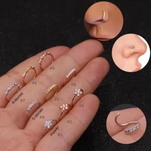 Surgical Stainless Steel Casting CZ Nose Hoop Rings Piercing Body Jewelry For Weddings Engagements Parties