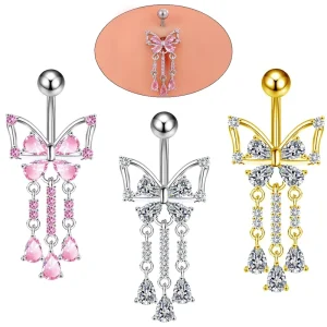 Surgical Stainless Steel Zircon Floating Navel Ring Women’s Fine Engagement Jewelry