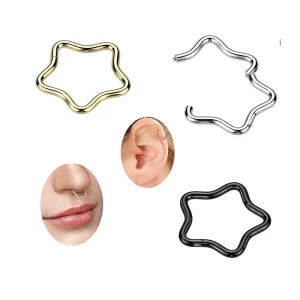 Surgical Steel Clicker Star Hinged Segment Ring Daith Tragus Cartilage Earring Body Jewelry