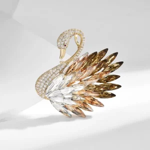 Swan Brooch High end Accessory Light Luxury Premium Feel Fashionable Exquisite Electroplated Zircon inlaid Corsage Pin Suits