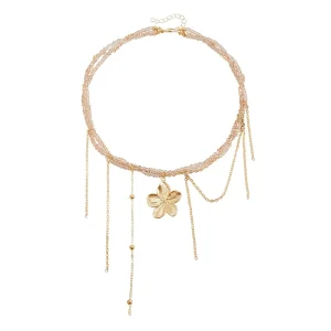 Sweet Beads Princess Style Flowers Necklaces for Girls Elegant Floral Jewelry for Women Ladies Accessories
