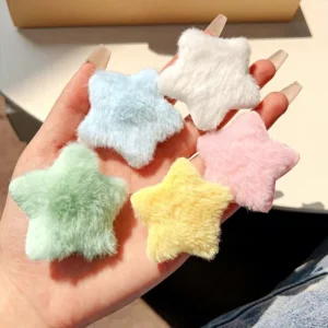 Sweet Cool Star Yarn Hair Clips Cute Side Bangs Hair Accessories for Women