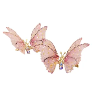 Sweet Cute Moving Butterfly Metal Hair Clip for Girls 3D Rhinestone Sparkling Party Fairy Style Hair Accessory