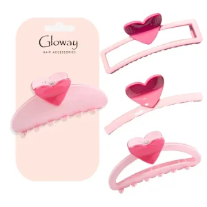 Sweet Cute Plastic Pink Heart Shaped 13cm Big Clip for Girls Shark Claw Hair Accessory for Girls