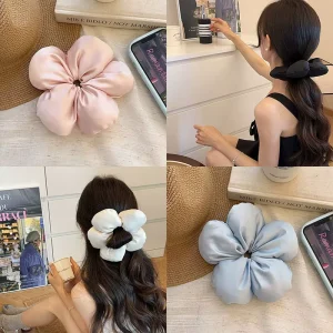 Sweet Girls Women’s Fashion Hair Accessories Flower Hair Rope Stylish Large Intestine Hairband Multi-Purpose Hair Care Styling