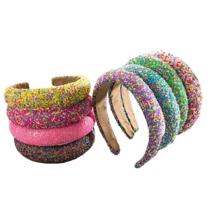 Sweet Party Gift Colorful Sprinkle Padded Hairband Rainbow Candy Sprinkles Wide Headband Hair Accessories for Women Girls