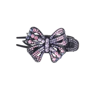 Sweet Style Bow Shaped Butterfly Design PC Rhinestone Duckbill Hairpin Women Party Use Hair Accessories Customizable Carton