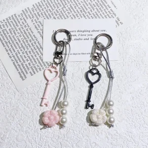 Sweet and Cool Spring Handmade Braided Rope Keychain Colorful Flower Keychain Street Versatile Bag Charm