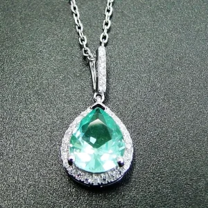 Synthetic Green Spinel Pendant 925 Silver Gemstone Green CZ Jewelry