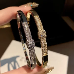 T-shaped Zircon 18K Real Gold Plated Bracelet Simple Full of Diamonds Versatile Personalized Ladies’ Jewelry