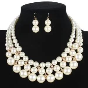 T6160 Fashion Pearls Jewelry Set Women Pearls Necklace Earrings Set