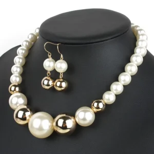 T6380 Fashion Pearls Jewelry Set Women Pearls Necklace Earrings Set