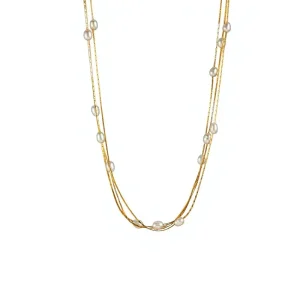 TANGPEI Alloy Imitation Pearl Galaxy Pearl Starry Sky Necklace with Zircon Inlay Women’s Fashion Jewelry