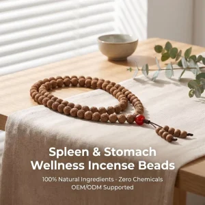 TCM Herbal Wellness Negative Ion Happiness Symbol Bead Mala 14mm 108 Beads Natural Aromatherapy Handmade Fashion Bracelets