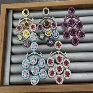 TIANSHE Europe America Fashion Cross border Colorful Flower Niche Design Sense Personality Temperament Long Style Earrings