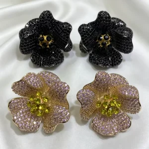 TIANSHE Heavy Industry Luxury Zircon Camellia Earrings Fashion Women’s Flower Stud Earrings High End Accessories Gifts