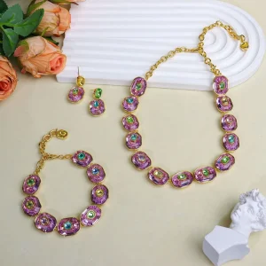 TIANSHE High end Niche Design Crystal Jewelry Set Luxury Fashion Versatile Temperament Necklace Earrings Bracelet