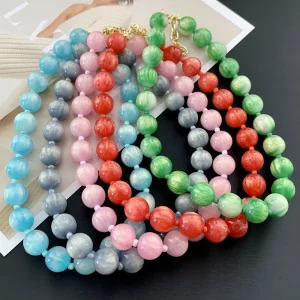 TK C528 Fashion Resin Ball Bead Necklace Hip Hop Theme Colorful Beaded Necklace for Party Trendy Choker Women Jewelry