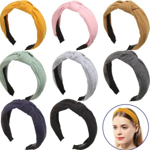TREETIP Custom Logo Handmade Geometry Knitted Headband Cross Knot Wide Edge Solid Color Korean Japanese Style Women’s Hair