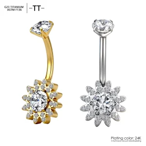 TT ASTM F136 Titanium Belly Button Rings Body Piercing Jewelry G23 Hyposensitivity Stylish Navel Piercing Jewelry