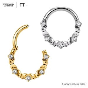 TT ASTM F136 Titanium Nose Ring Round Cut Zircon Body Jewelry Piercing Implant Grade Nose Ring G23 Titanium Piercing