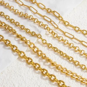 Tarnish Free Chunky Stainless Steel 18K Gold Plated O Oval Link Chain for Women Fashion Jewelry Necklaces
