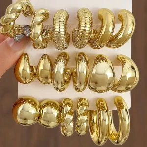 Tarnish Free Jewelry Earrings Chunky Gold Earrings Jewelry Set N2311101