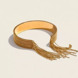 Tassel Design 18k Gold Plated Open Bracelet Bangle Fashion PVD Waterproof Stainless Steel Bracelet for Women Jewelry