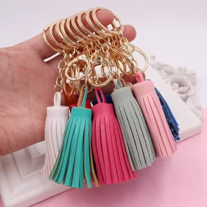 Tassel Key Chain Women Cute Tassel KeyChain Bag Accessory PU Leather Tassels Car Key Ring Fringe
