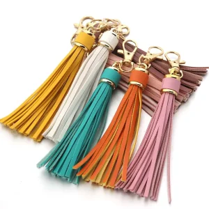 Tassel Key Chain Women Cute Tassel KeyChain Bag Accessory PU Leather Tassels Car Key Ring Fringe Jewelry