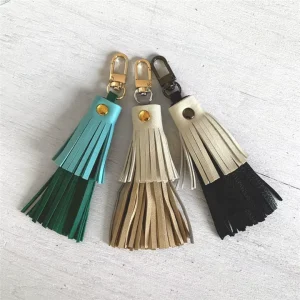Tassel Key Chain Women Cute Tassel Keychain Bag Accessory PU Leather Tassels Car Key Ring Fringe Jewelry