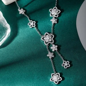 Tassels Floral Zircon Fashion Jewelry Pendants Charms Necklace Chain for Women Engagement Daily Versatile Accessories Gifts