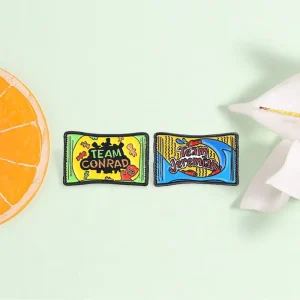 Team Conrad & Team Jeremiah Candy Wrapper Enamel Pin Set 2 Styles Snack Pack Brooch For Backpack Decor
