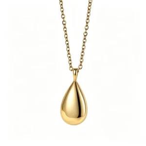 Teardrop Minimalist Pet Urn Necklace For Ashes Stainless Steel Mirror Polished Watertight Discreet Cremation Pendant