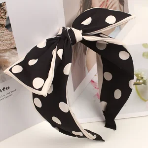 Temperament All match Bow Tie Headband Alloy Plastic 14cm Little Fragrance American Elegant Hair Accessories