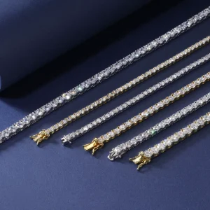 Tennis Necklace Men 14K White Gold Plated AAAAA+ Cubic Zirconia Link Chain 3-5mm Hypoallergenic Durable Women Tennis Jewelry