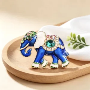 Thai Style Cute Enamel Alloy Elephant Brooch Vintage Animal Pin Children’s Clothing Accessory Gift for Party & Wedding