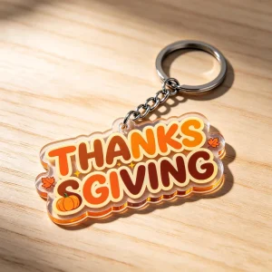 Thanksgiving Custom Printed Acrylic Charms Plastic Manufacturer Personalized Digital Printing Custom Key Ring