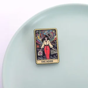 The ADHD Tarot Cards Enamel Pin Autism Mental Health Metal Brooch Lapel Backpack Badge Jewelry Accessories Gift for Friends