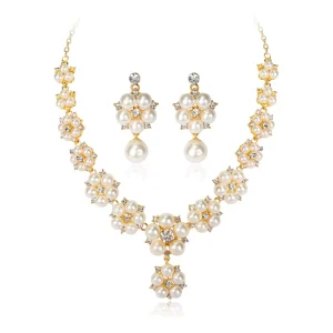 The Manufacturer Sells Fashion Necklace Pearl Set Bridal Accessories Pearl Necklace and Earring Set