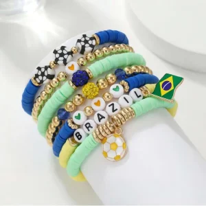 Themed Bracelet Set English Letter Beads National Flag Alloy Pendant Jewelry