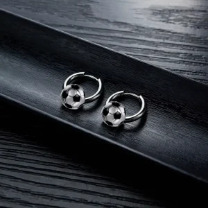 Themed Football Charm Stainless Steel Earring Creative Design Men’s Gift Sporty Gift For Fans
