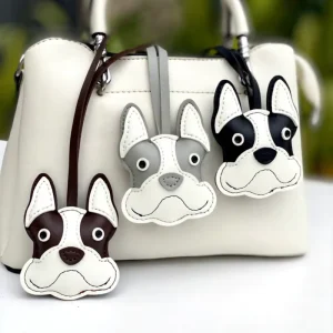 Thick Leather Fashionable French Bulldog Multi-layer Leather Bag Decoration Car Fashion Accessory Pendant