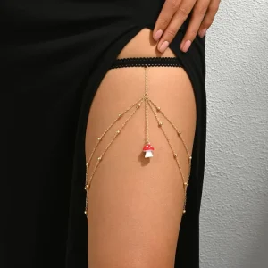 Thin Delicate Gold Plated Chain Tassel Thigh Jewelry Long Summer Street Trend Fashion Female Daily Engagement Gift