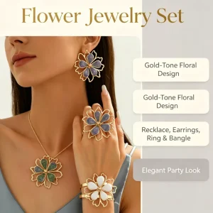 Three-Dimensional Hollow Oil-Drip Glossy Lotus Leaf Stud Earrings and Necklace Set