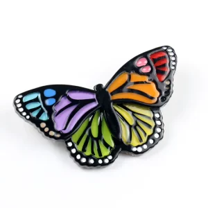 Three Layers of Colorful Butterfly Acetate Brooches Elegant High Quality Black Border Animal Custom Accessories